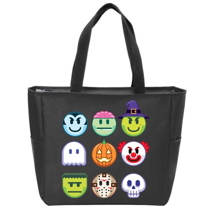 Funny Halloween Emoji's Zip Tote Bag