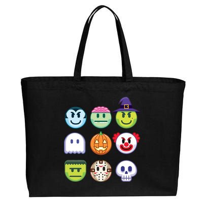 Funny Halloween Emoji's Cotton Canvas Jumbo Tote