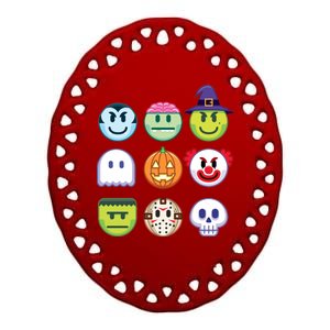 Funny Halloween Emoji's Ceramic Oval Ornament