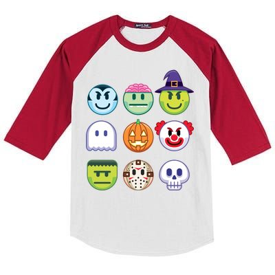 Funny Halloween Emoji's Kids Colorblock Raglan Jersey