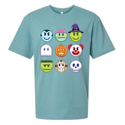 Funny Halloween Emoji's Sueded Cloud Jersey T-Shirt