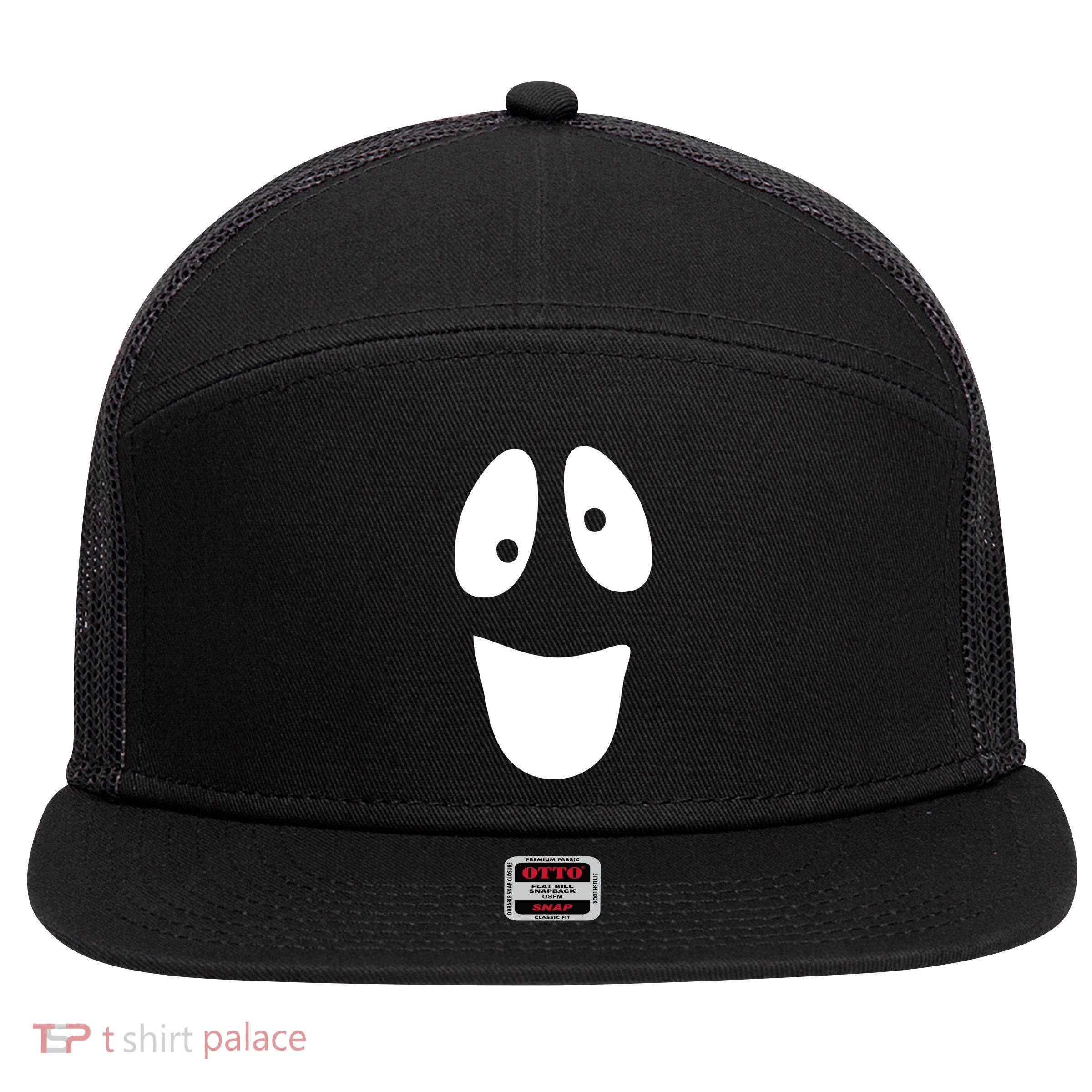 Funny Halloween Ghost Face 7 Panel Mesh Trucker Snapback Hat