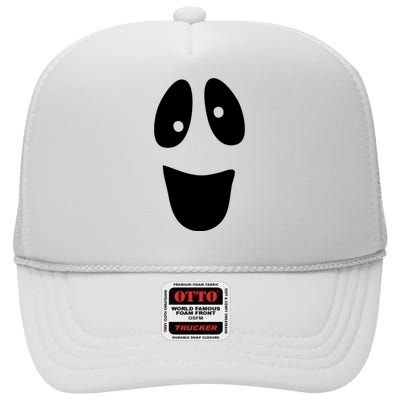 Funny Halloween Ghost Face High Crown Mesh Back Trucker Hat