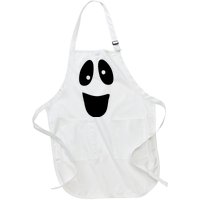 Funny Halloween Ghost Face Full-Length Apron With Pockets