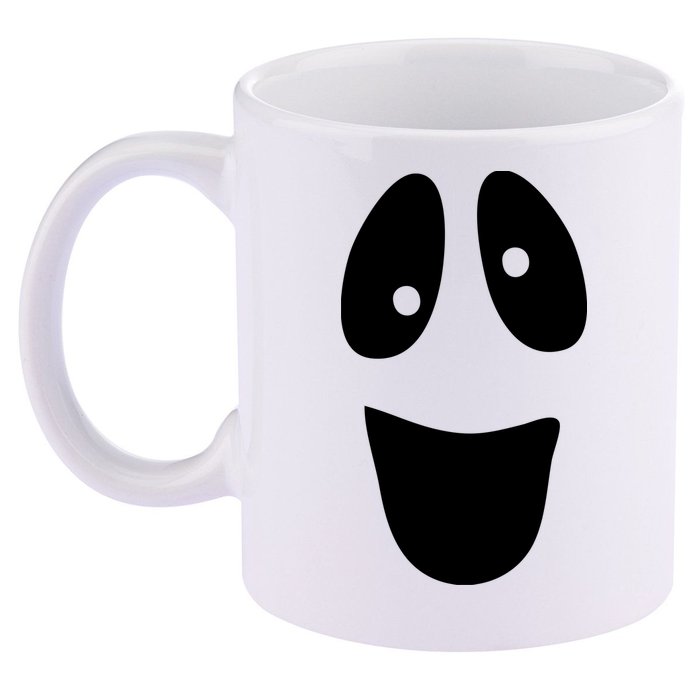 Funny Halloween Ghost Face 11oz C Handle Ceramic Mug