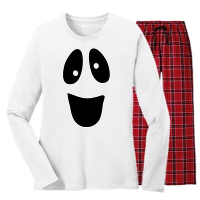 Funny Halloween Ghost Face Women's Long Sleeve Flannel Pajama Set 