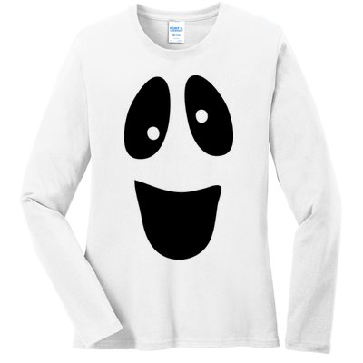 Funny Halloween Ghost Face Ladies Long Sleeve Shirt