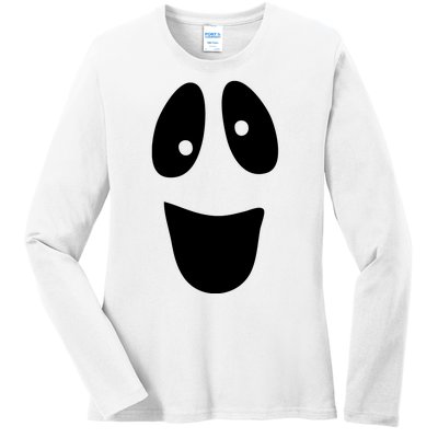 Funny Halloween Ghost Face Ladies Long Sleeve Shirt