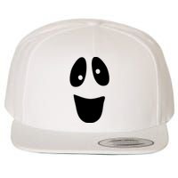 Funny Halloween Ghost Face Wool Snapback Cap