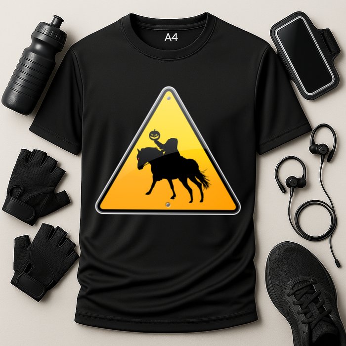 Funny Halloween Headless Horseman Crossing Cooling Performance Crew T-Shirt