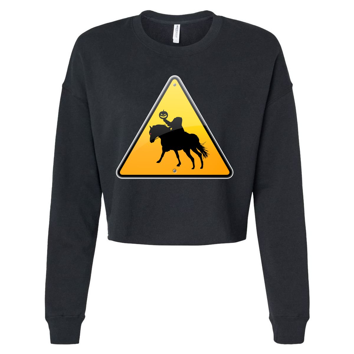 Funny Halloween Headless Horseman Crossing Cropped Pullover Crew