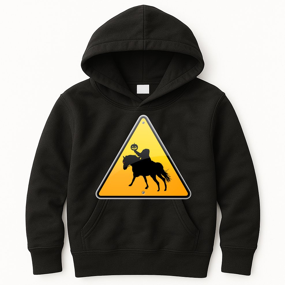 Funny Halloween Headless Horseman Crossing Kids Hoodie
