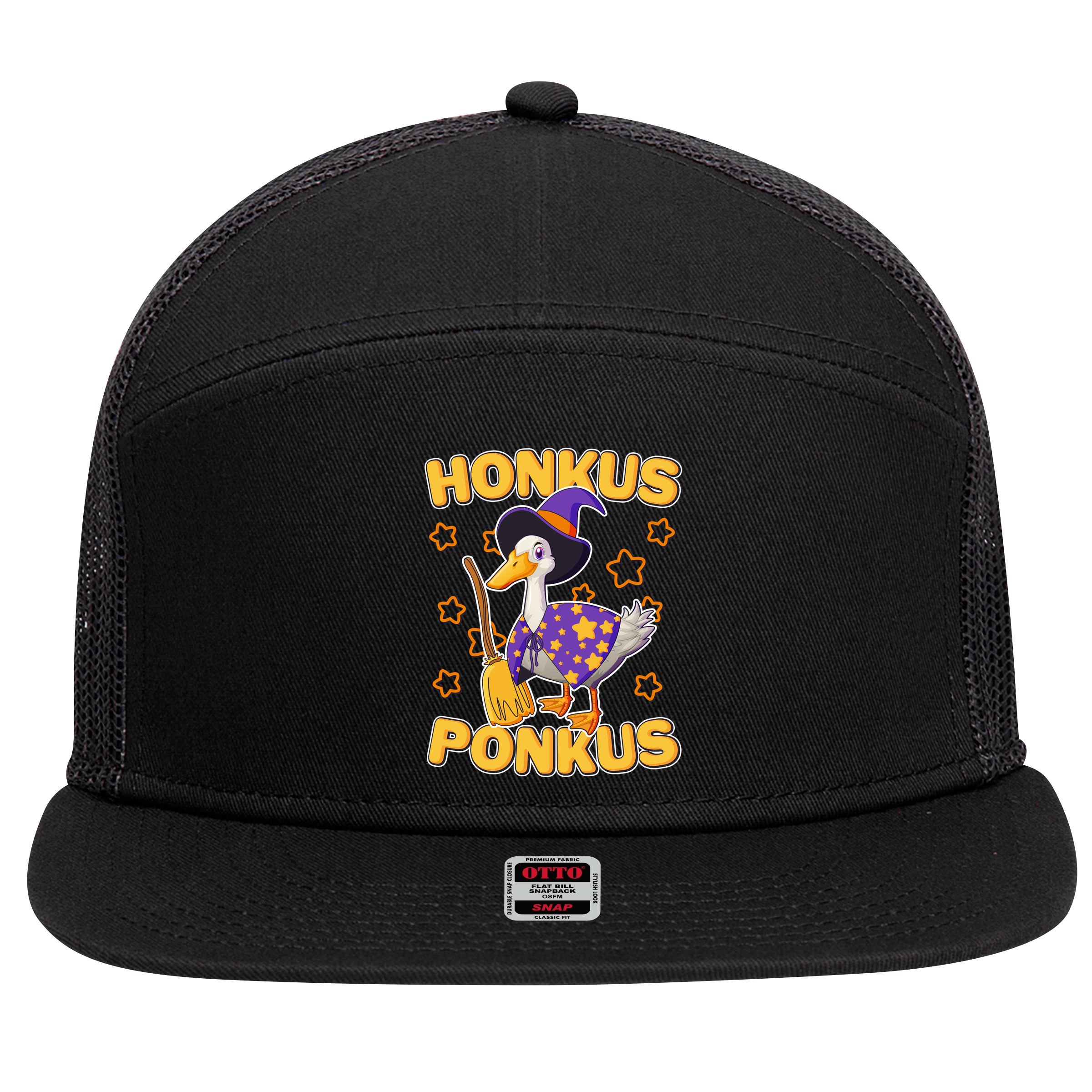 Funny Halloween Honkus Ponkus Duck 7 Panel Mesh Trucker Snapback Hat