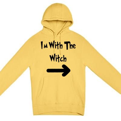 Funny Halloween I'm With The Witch  Premium Pullover Hoodie