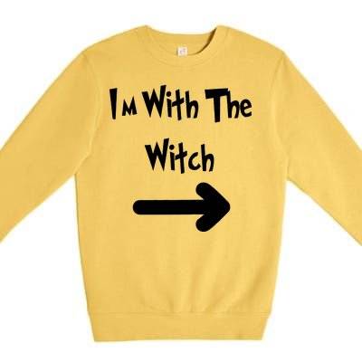 Funny Halloween I'm With The Witch  Premium Crewneck Sweatshirt