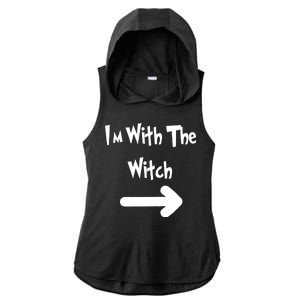 Funny Halloween I'm With The Witch  Ladies PosiCharge Tri-Blend Wicking Draft Hoodie Tank