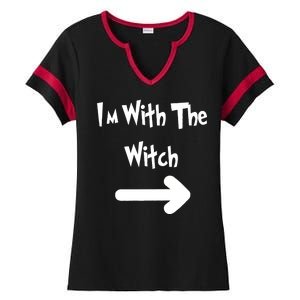 Funny Halloween I'm With The Witch  Ladies Halftime Notch Neck Tee