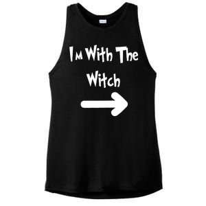 Funny Halloween I'm With The Witch  Ladies PosiCharge Tri-Blend Wicking Tank