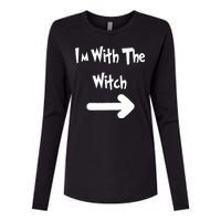 Funny Halloween I'm With The Witch  Womens Cotton Relaxed Long Sleeve T-Shirt