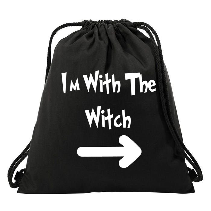 Funny Halloween I'm With The Witch  Drawstring Bag