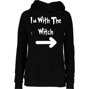 Funny Halloween I'm With The Witch  Womens Funnel Neck Pullover Hood