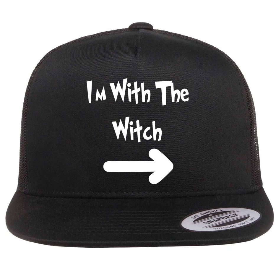 Funny Halloween I'm With The Witch  Flat Bill Trucker Hat