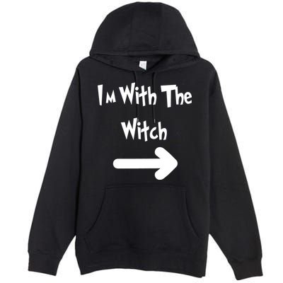 Funny Halloween I'm With The Witch  Premium Pullover Hoodie
