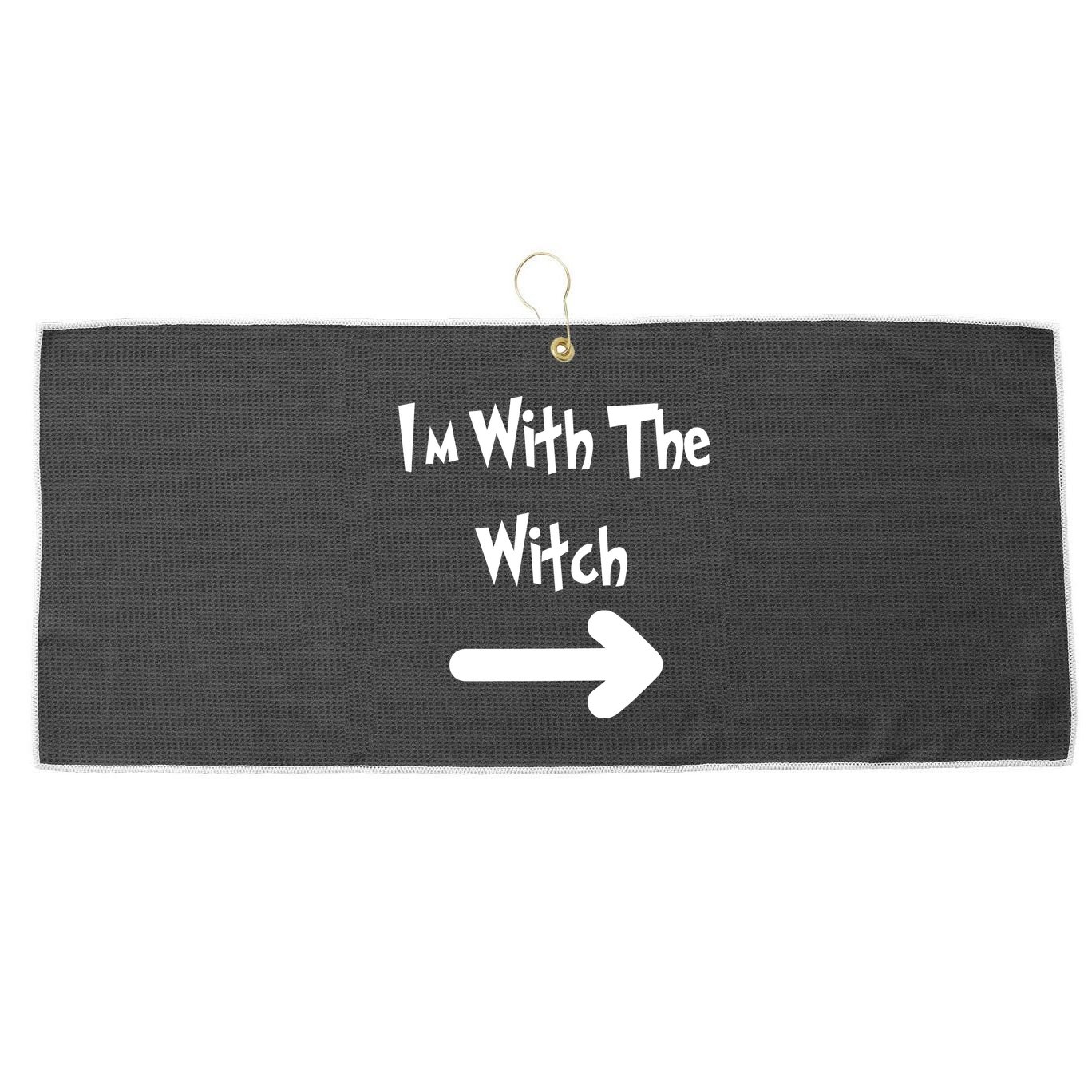 Funny Halloween I'm With The Witch  Large Microfiber Waffle Golf Towel