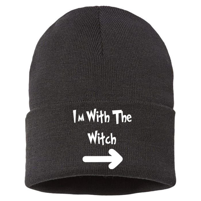 Funny Halloween I'm With The Witch  Sustainable Knit Beanie