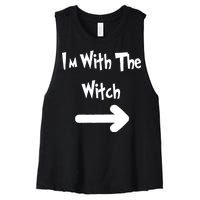 Funny Halloween I'm With The Witch  Women's Racerback Cropped Tank