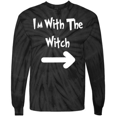 Funny Halloween I'm With The Witch  Tie-Dye Long Sleeve Shirt