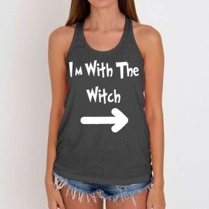 Funny Halloween I'm With The Witch  Women's Knotted Racerback Tank