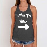 Funny Halloween I'm With The Witch  Women's Knotted Racerback Tank