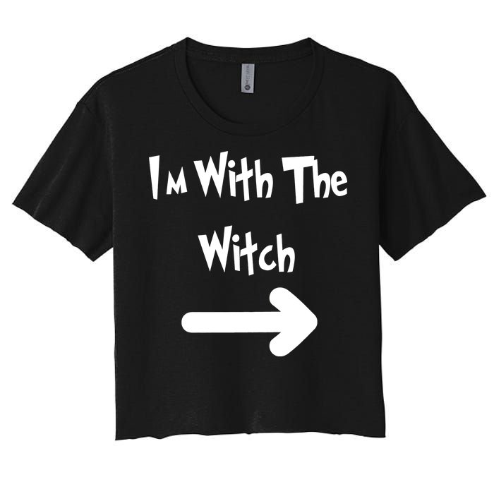 Funny Halloween I'm With The Witch  Women's Crop Top Tee