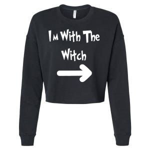 Funny Halloween I'm With The Witch  Cropped Pullover Crew