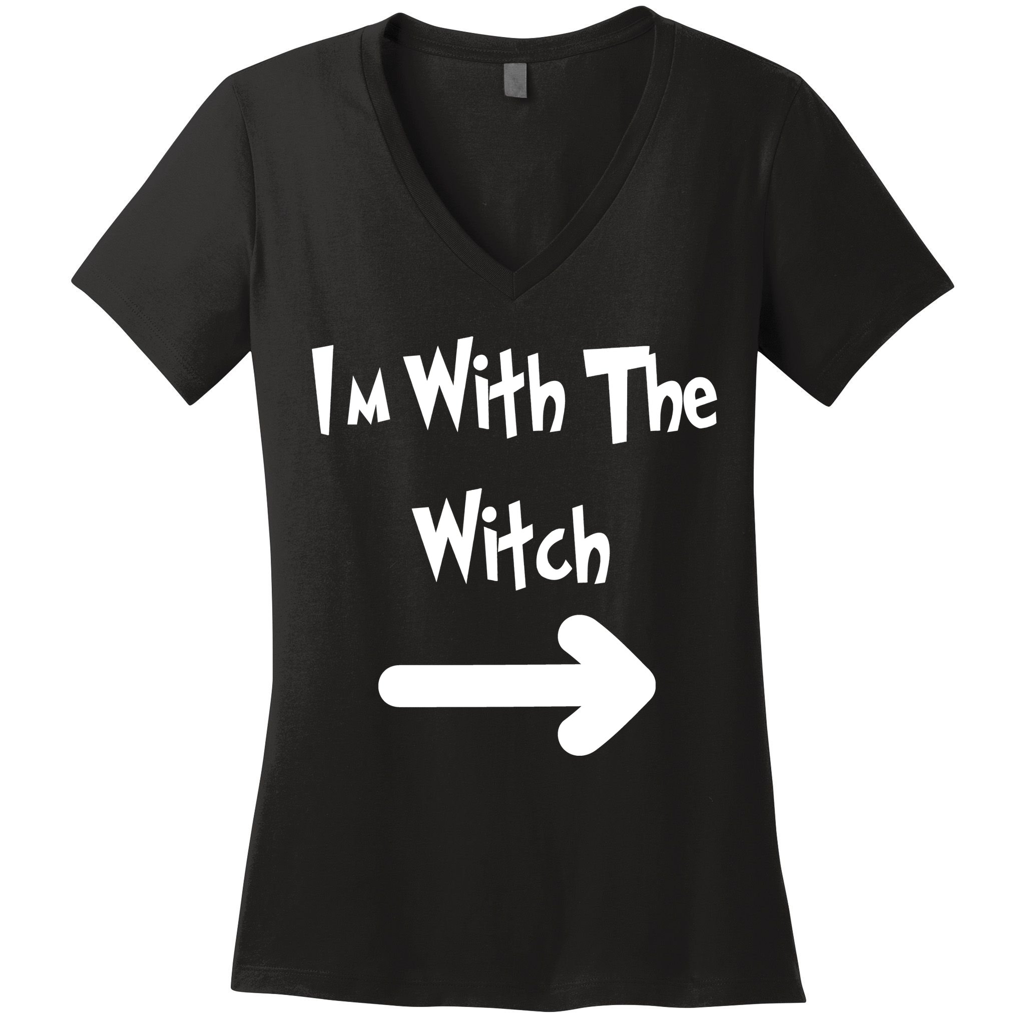 Funny Halloween I'm With The Witch  Women's V-Neck T-Shirt