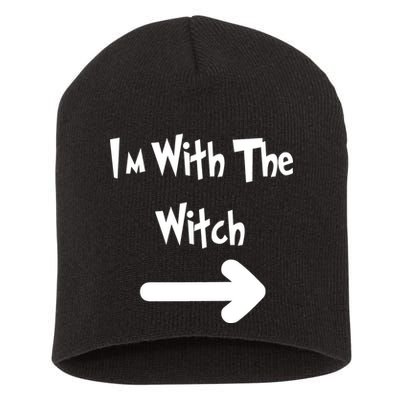 Funny Halloween I'm With The Witch  Short Acrylic Beanie