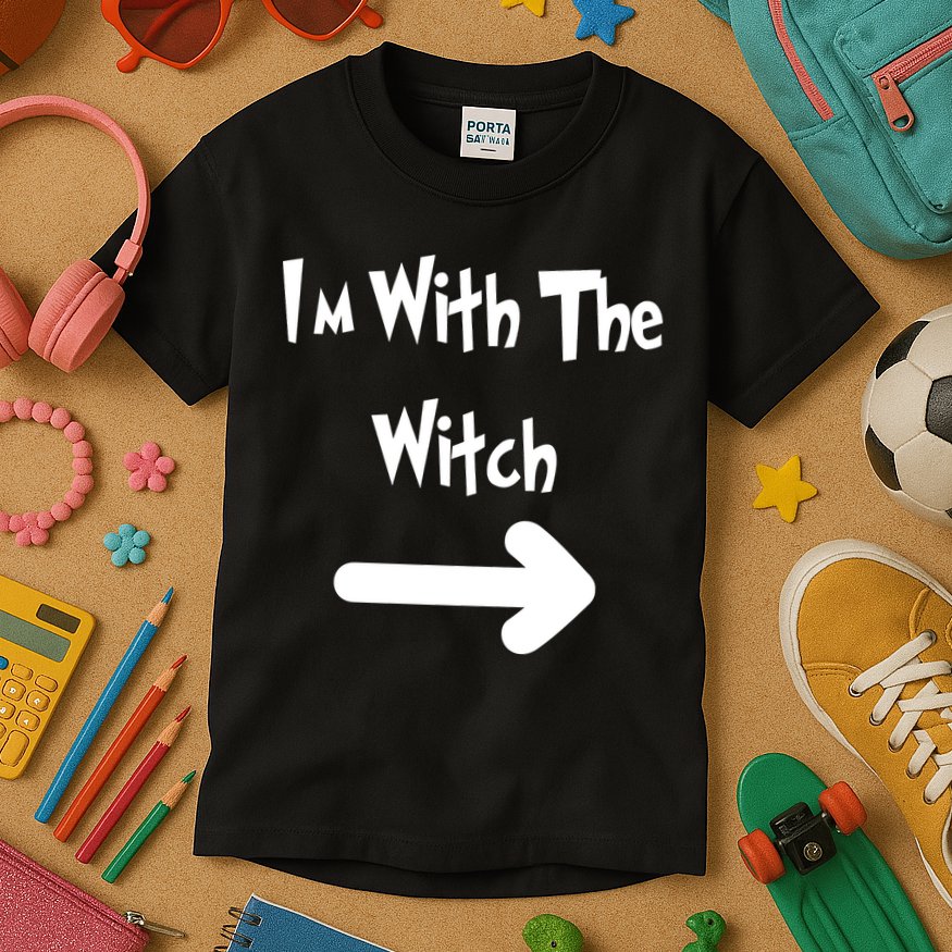 Funny Halloween I'm With The Witch  Kids T-Shirt