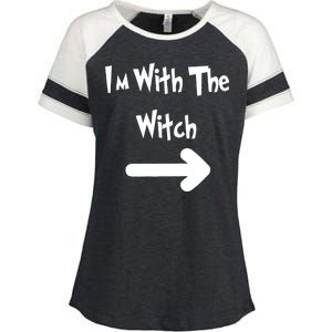 Funny Halloween I'm With The Witch  Enza Ladies Jersey Colorblock Tee