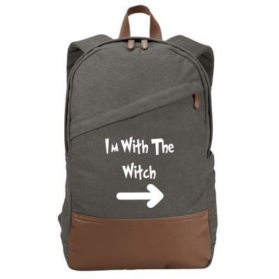 Funny Halloween I'm With The Witch  Cotton Canvas Backpack