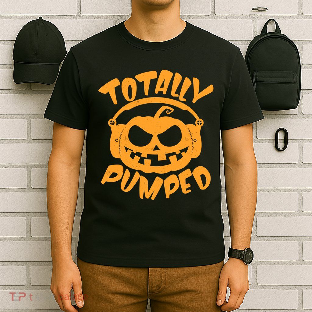 Funny Halloween Totally Pumped Headphones Pumpkin T-Shirt