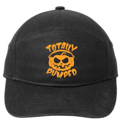 Funny Halloween Totally Pumped Headphones Pumpkin 7-Panel Snapback Hat