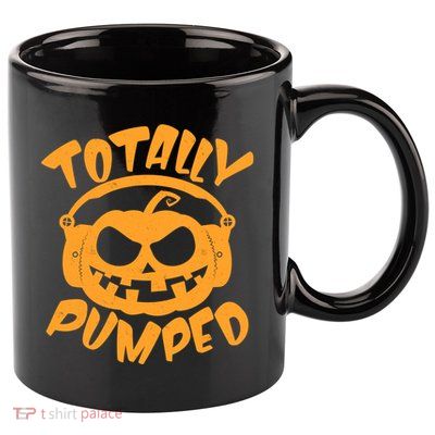 Funny Halloween Totally Pumped Headphones Pumpkin 11oz C Handle Ceramic Mug