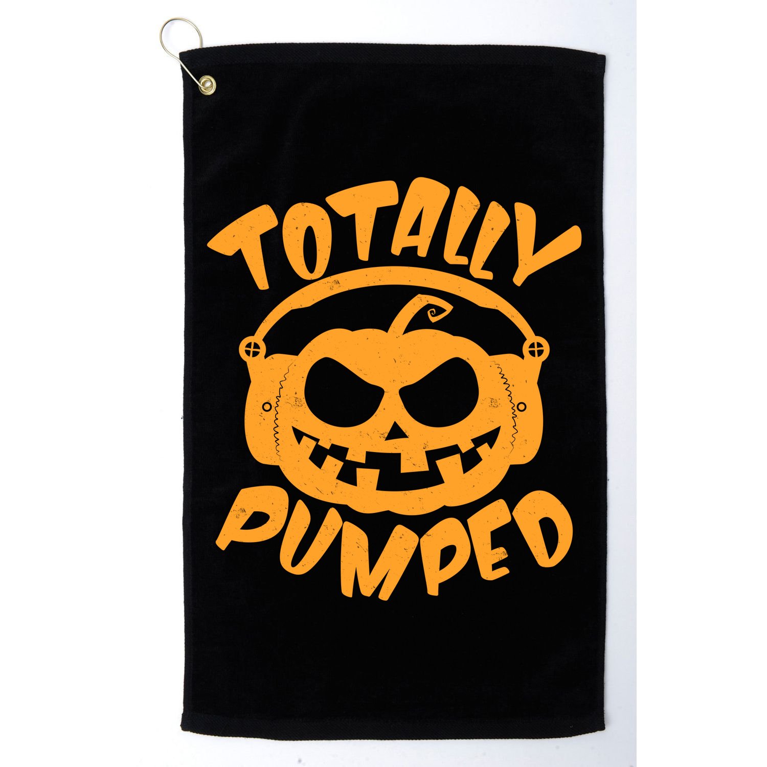 Funny Halloween Totally Pumped Headphones Pumpkin Golf Towel