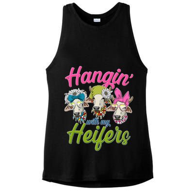 Funny Hangin' With My Heifers Cows Ladies PosiCharge Tri-Blend Wicking Tank