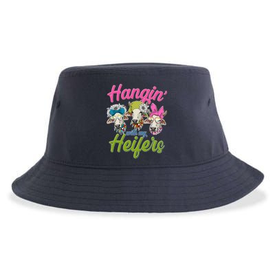 Funny Hangin' With My Heifers Cows Sustainable Bucket Hat