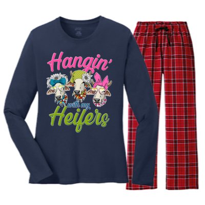 Funny Hangin' With My Heifers Cows Women's Long Sleeve Flannel Pajama Set 