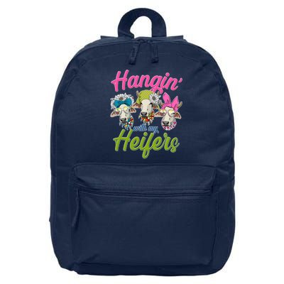 Funny Hangin' With My Heifers Cows 16 in Basic Backpack