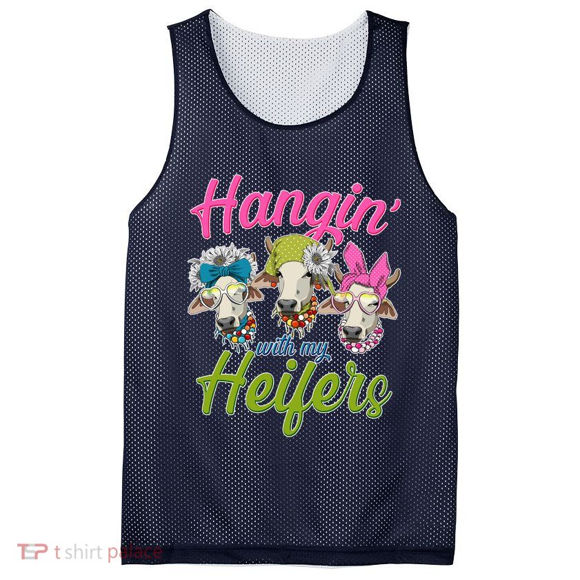Funny Hangin' With My Heifers Cows Mesh Reversible Basketball Jersey Tank