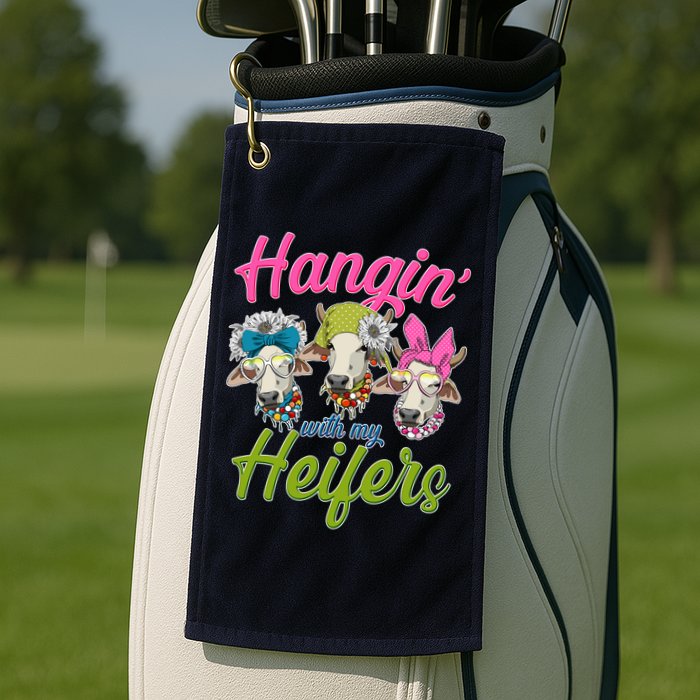 Funny Hangin' With My Heifers Cows Golf Towel